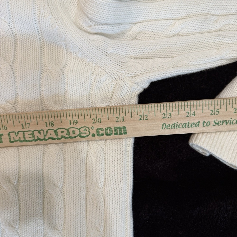 Gap 100% Cotton Cable-Knit Zip Cardigan Sweater XL White Hooded Preppy Coastal - Picture 7 of 9